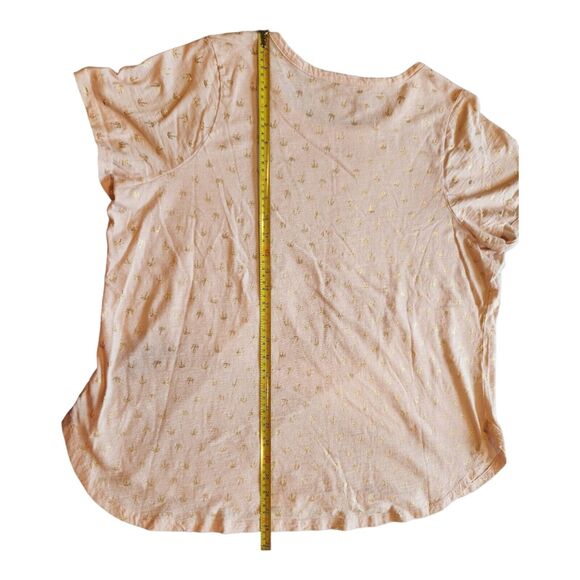 Lane Bryant T-Shirt Size 18/20 Pink w Gold Metallic Palm Trees Short Sleeve Tee - Picture 11 of 11